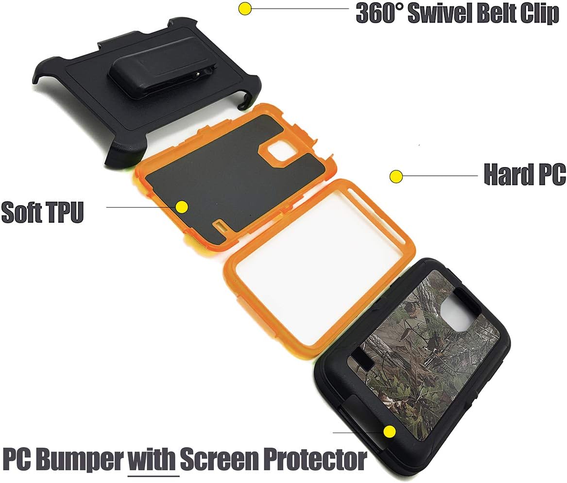 Vodico Samsung Galaxy S5 Case with Screen Protector, Rugged Heavy Duty Shockproof Dirtproof Military Grade Shockproof Hybrid Bumper Full Body Protective Case with Belt Clip Holster (Forest Orange)