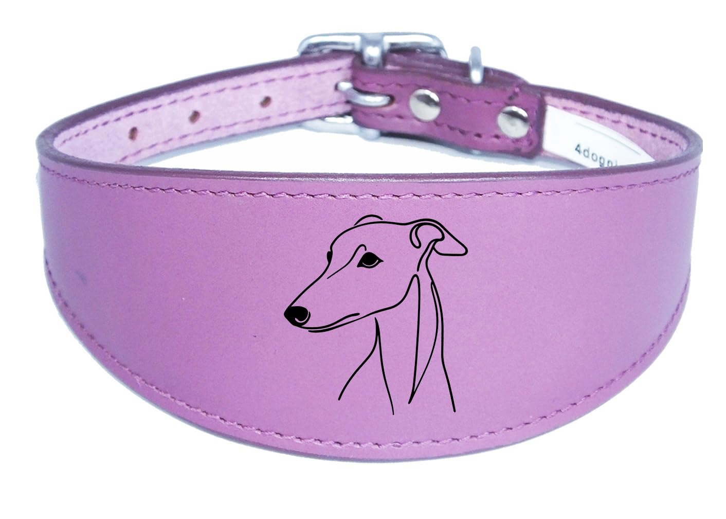 Sighthound Leather Collar, Wide, Padded, Handmade for Whippet and Greyhound, NL10