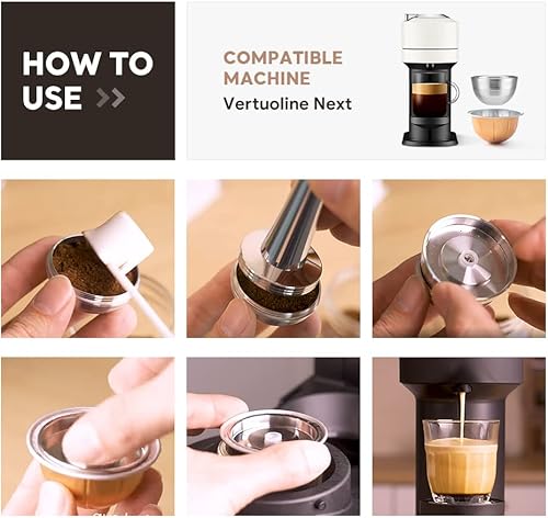 Miniatura 8 de Cápsula de café de metal de acero inoxidable compatible con Vertuo Coffee Espresso tamaño Nespresso Vertuoline cápsulas reutilizables Vertuolline