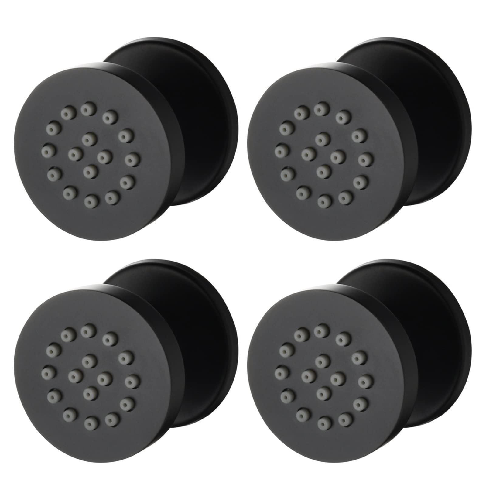 Body Spray Jet, 2 inch Black Massage Jet Bathroom Faucets Accessories Round Brass Adjustable Body Spray Shower Jet Wall Mounted Shower Head Sprayer,4PCS (Color : Black, Size : 4PCS)