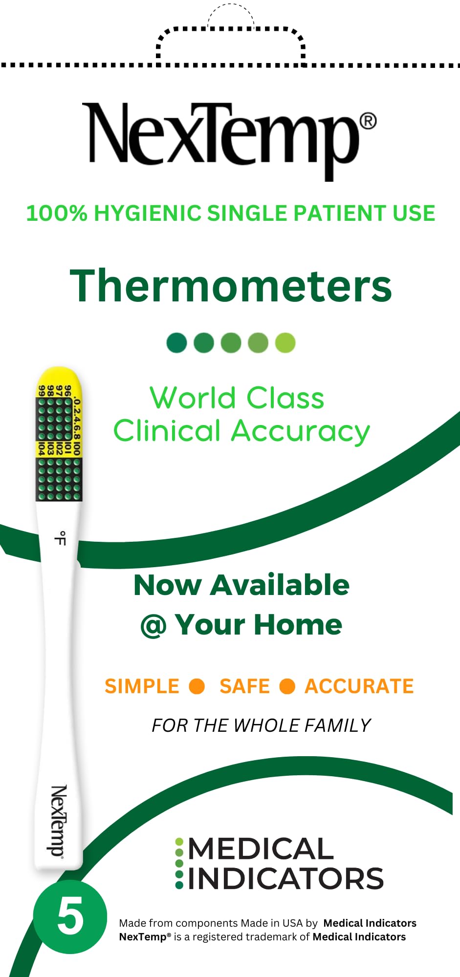 NexTemp Single Patient Use Thermometer - Use Up to 30 Times - Adult Thermometer - Pack of 5-image-33