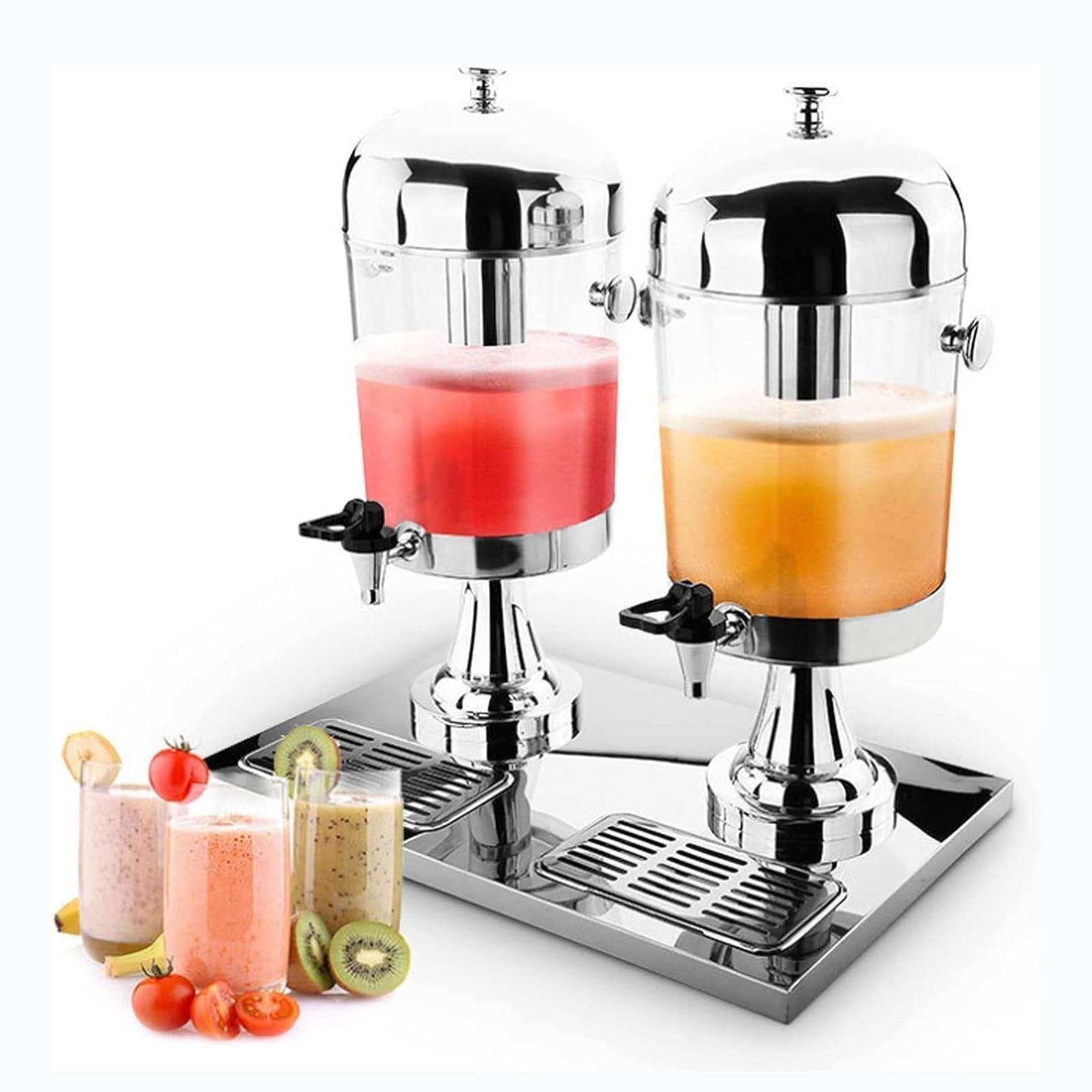 asdchZen Drink Dispenser Beverage Dispenser Commercial Juice Machine, Stainless Steel Beverage Dispenser With Tap, 16L/ 24L Drinks Container, For Restaurant Hotel Bar,Double Head