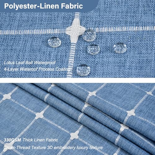 ggaimwf Boho Style Blue Shower Curtain for Bathroom Modern Farmhouse Minimalist Country Bathroom Curtains Heavy Fabric Linen Fabric Shower Curtain with Tassels 72x72 Inch - Image 3