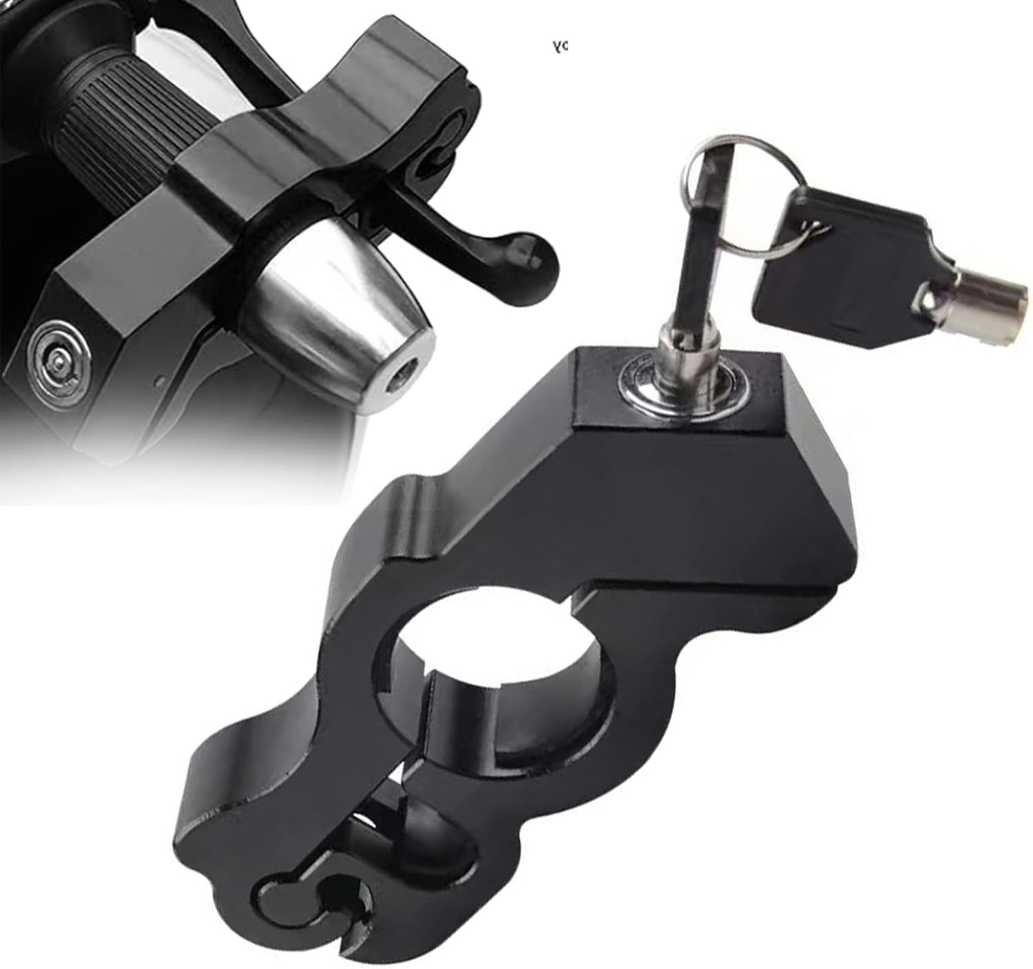 Heavy Duty Anti-Theft Adjustable Bike Handlebar Lock,Motorcycle Grip Brake Lock, Alloy Anti-Rust Portable Accessories, Suitable For Motorcycles, Scooters, Bicycles, Atvs (Black) - Image 1 of 6