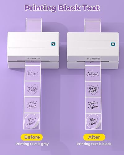 Miniatura 9 de MUNBYN Etiquetas adhesivas térmicas amarillas circulares de 2 pulgadas, etiquetas térmicas directas redondas autoadhesivas, calcomanías térmicas