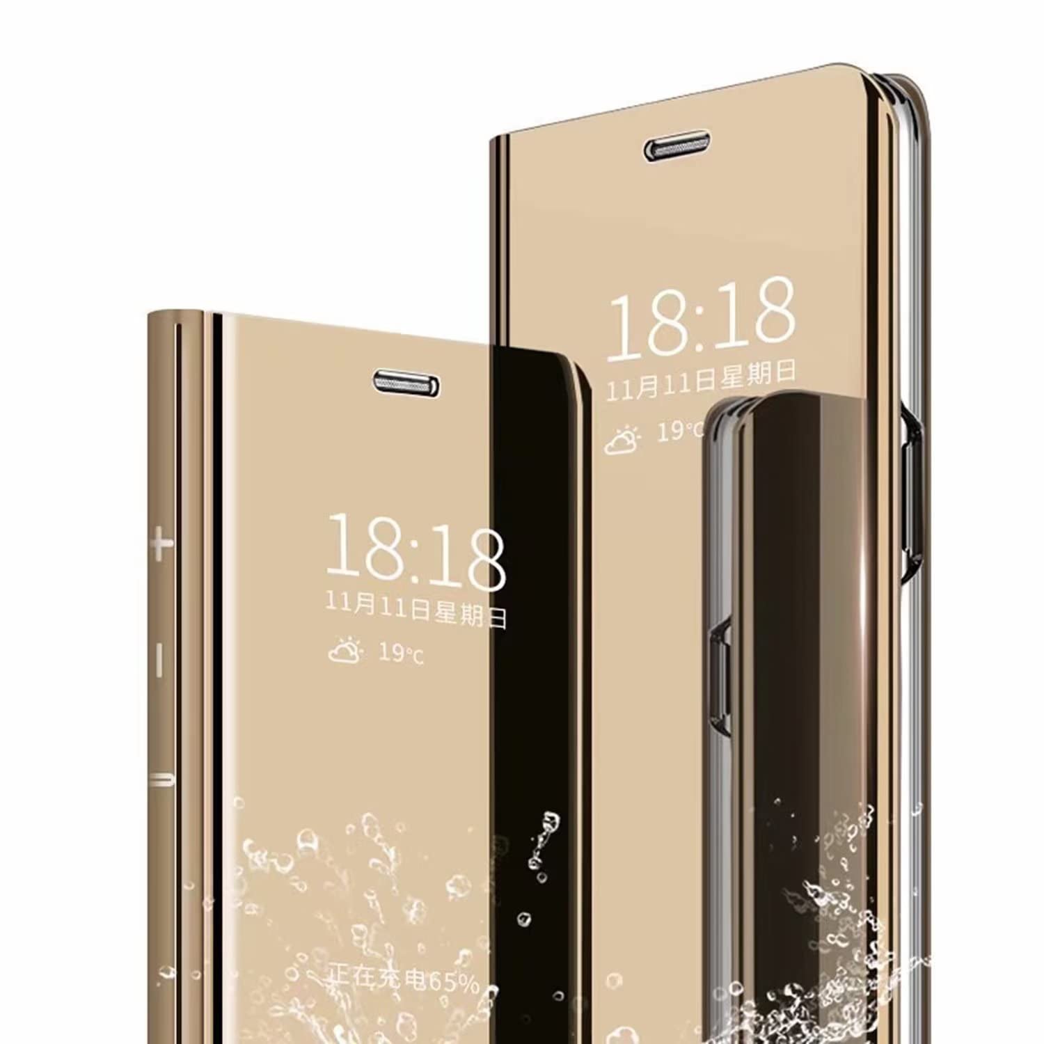 Custodia A Specchio Con Supporto Per Xiaomi Redmi Note 13 Pro 4G - Flip Cover Con Funzione Cavalletto, Antimpronta, Blu