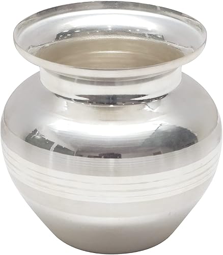 Shubhkart Kalash chapado en plata (mediano) para festivales, Puja, Thali, Diwali, hogar, templo y oficina