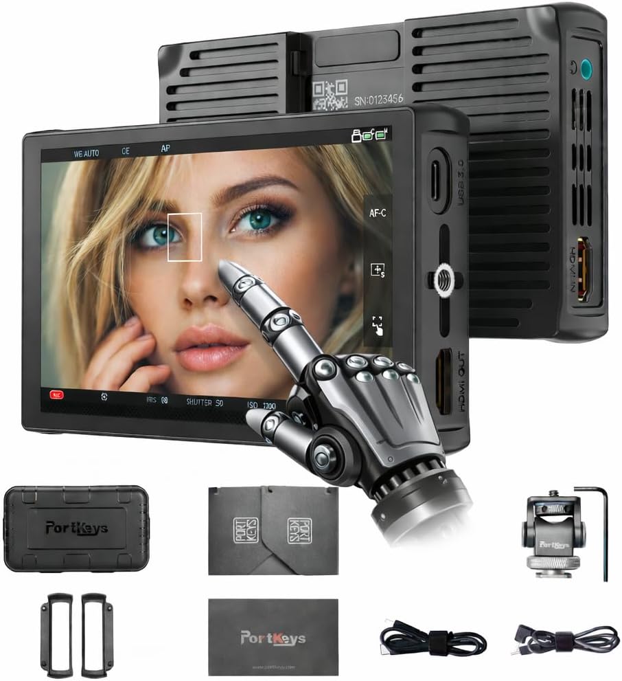 Portkeys LH5C 5.4" Touchscreen Camera Monitor Wireless Control for Sony FX3/A7SIII/Canon R5/Panasonic GH6-800 Nits, 4K HDMI, 3D LUT, Anamorphic, Freeze Overlay