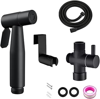 Handheld Bidet Sprayer Muslim Shower Toilet Sprayer Bidets for Existing Toilets with Explosion Proof Hose Adjustable Water Pressure Great for Feminine Wash, Pet and Bathroom Cleaning(C,Black)