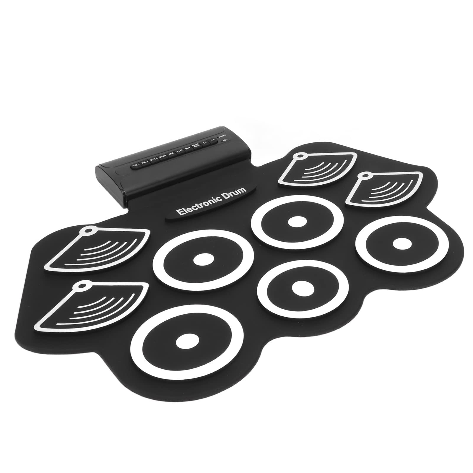 VBESTLIFE Juego de Batería Electrónica, 9 Almohadillas Enrollables, Batería Midi Portátil Recargable con Pedales, Sorpresa de Cumpleaños para Niños (Enchufe de la UE)