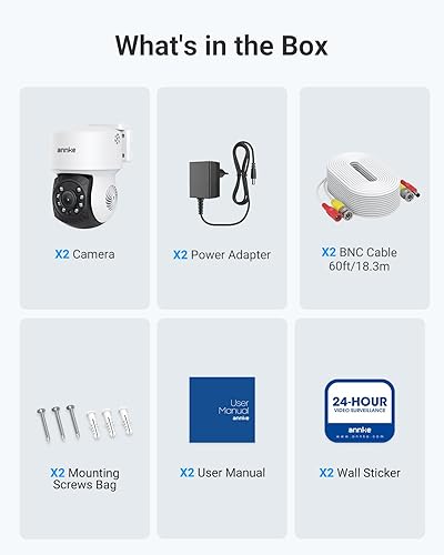 Miniatura 8 de ANNKE APT200 - Paquete de 2 cámaras domo de vigilancia para el hogar CCTV 1080P 2MP AHD CCTV con cable PT con giro de 350 e inclinación de 90,