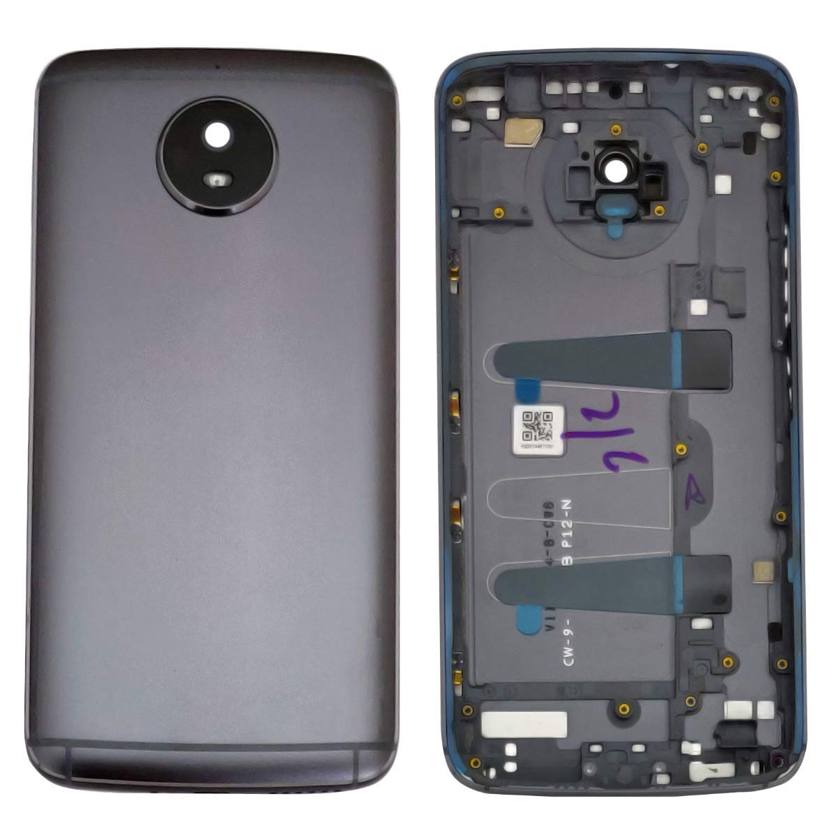 NAFS Replacement Mettel Back Door Housing Panel for Motorola Moto G5S (Model No. XT1804) Camera GlassOn Off & Volume Side Button Included- Grey