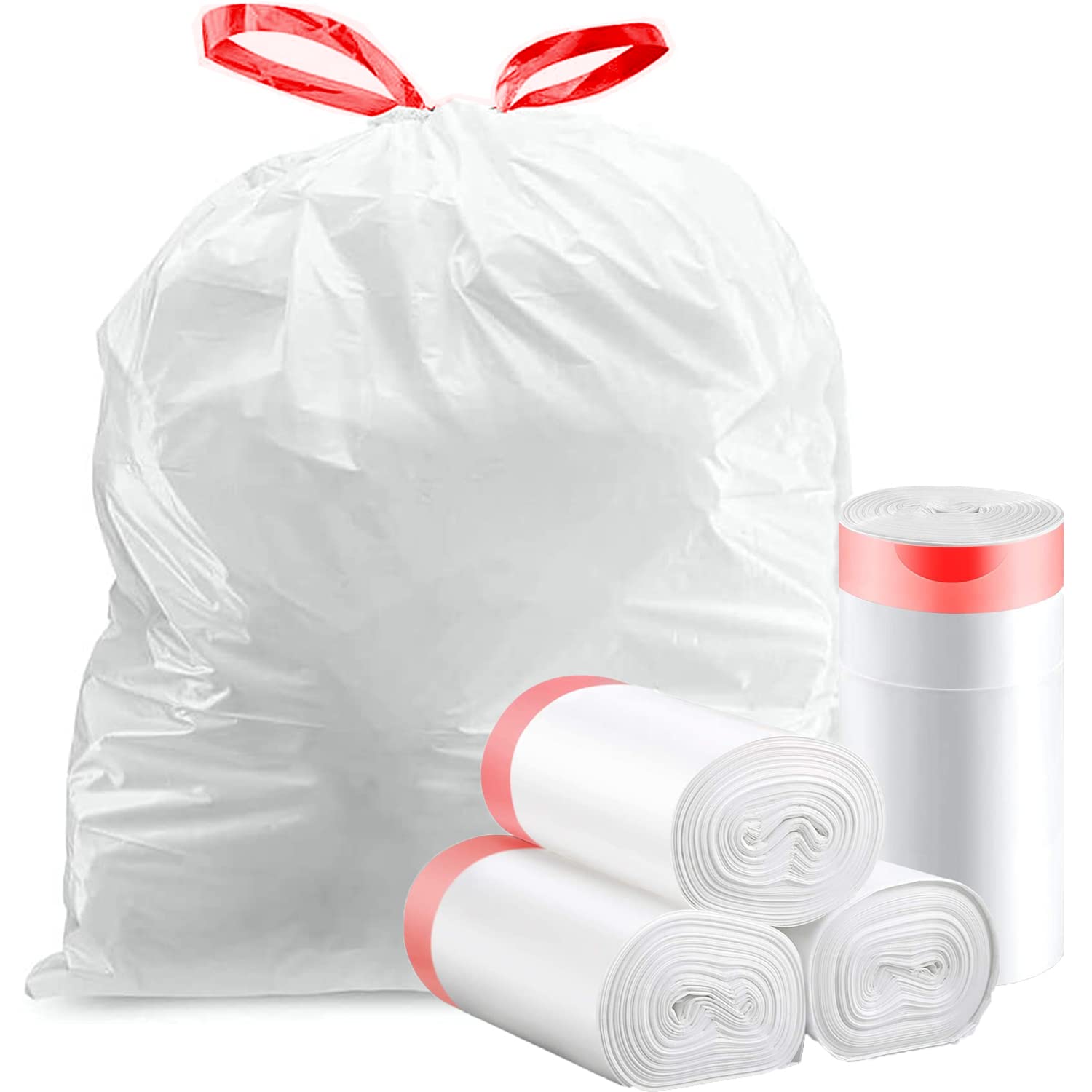 Small Trash Bag - 2.6 Drawstring Garbage Bags Bathroom Trash can Liners 10 Liters for Bedroom Bathroom Office Home 60 Counts