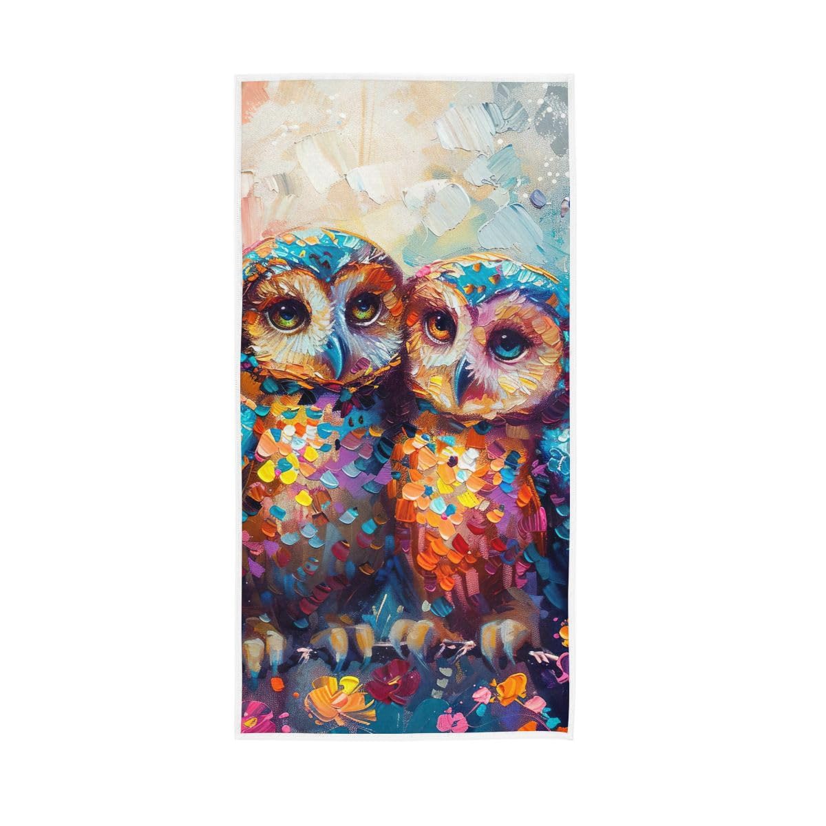 LSRCPD Cute Owls Painting Hand Towel, Multipurpose Spa Towels for Hand, Face, Hair, Bath 15 x 30 Inches