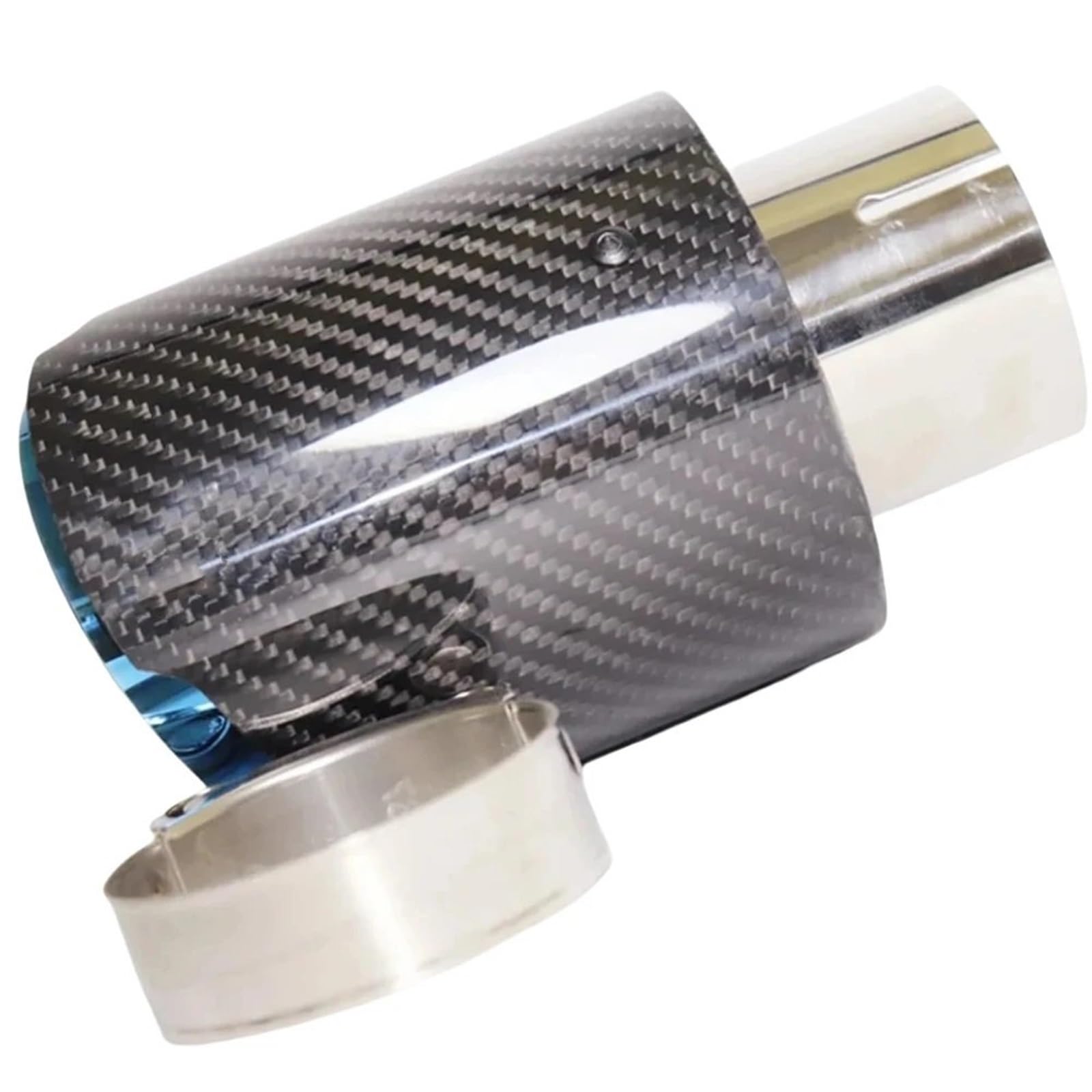 Car Silencer 1 szt. Uniwersalny samochód błyszcząca końcówka tłumika z włókna węglowego rura układu wydechowego tłumiki dysza prosta nierdzewna niebieska(54MM IN 114MM OUT)