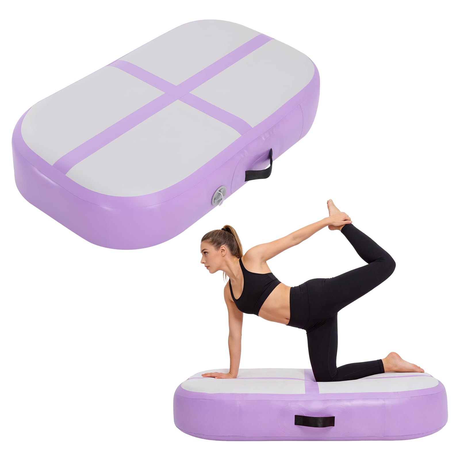 Aufblasbare Air Track Matte 100×60×20 cm – Gymnastikmatte Trainingsmatte aus PVC, 20 cm Dicke Turnmatte für Yoga, Turnen, Tanz & Fitness Training (Ohne Pumpe)