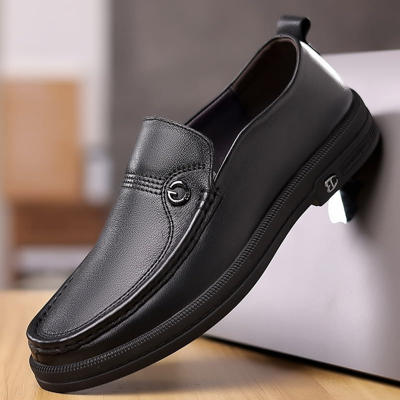 Men's Loafers Business Casual Slip-ons Low-top Leather Shoes Men Comfortable Soft Sole Breathable Shoes2