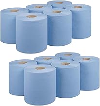 ASPECT Blue Roll Centrefeed 2 Ply Kitchen Rolls Embossed Pattern Paper Towels Strong and Absorbent Tissue Paper Wipe Away Perfect for Commercial & Kitchen Use (Blue, 12 Rolls)