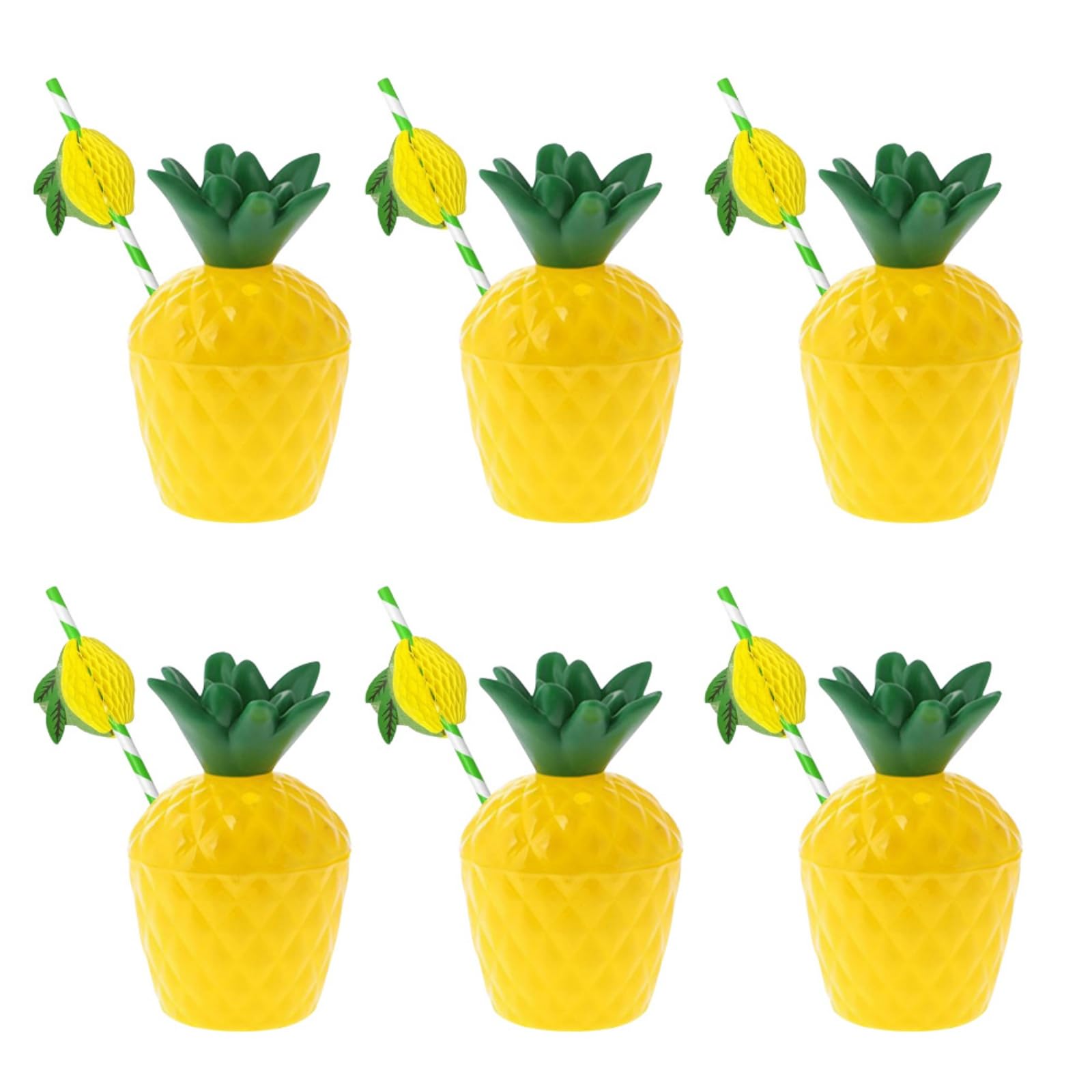 6Pieces Hawaiian Luau Coconut Cups and Pineapple Drink Cup Hawaiian Luau Tropical Party Cups Reusable Plastic Coconut & Pineapple Shaped Cup for Beach Summer Tropical Hawaii Cocktail Party (Pineapple) — image 1