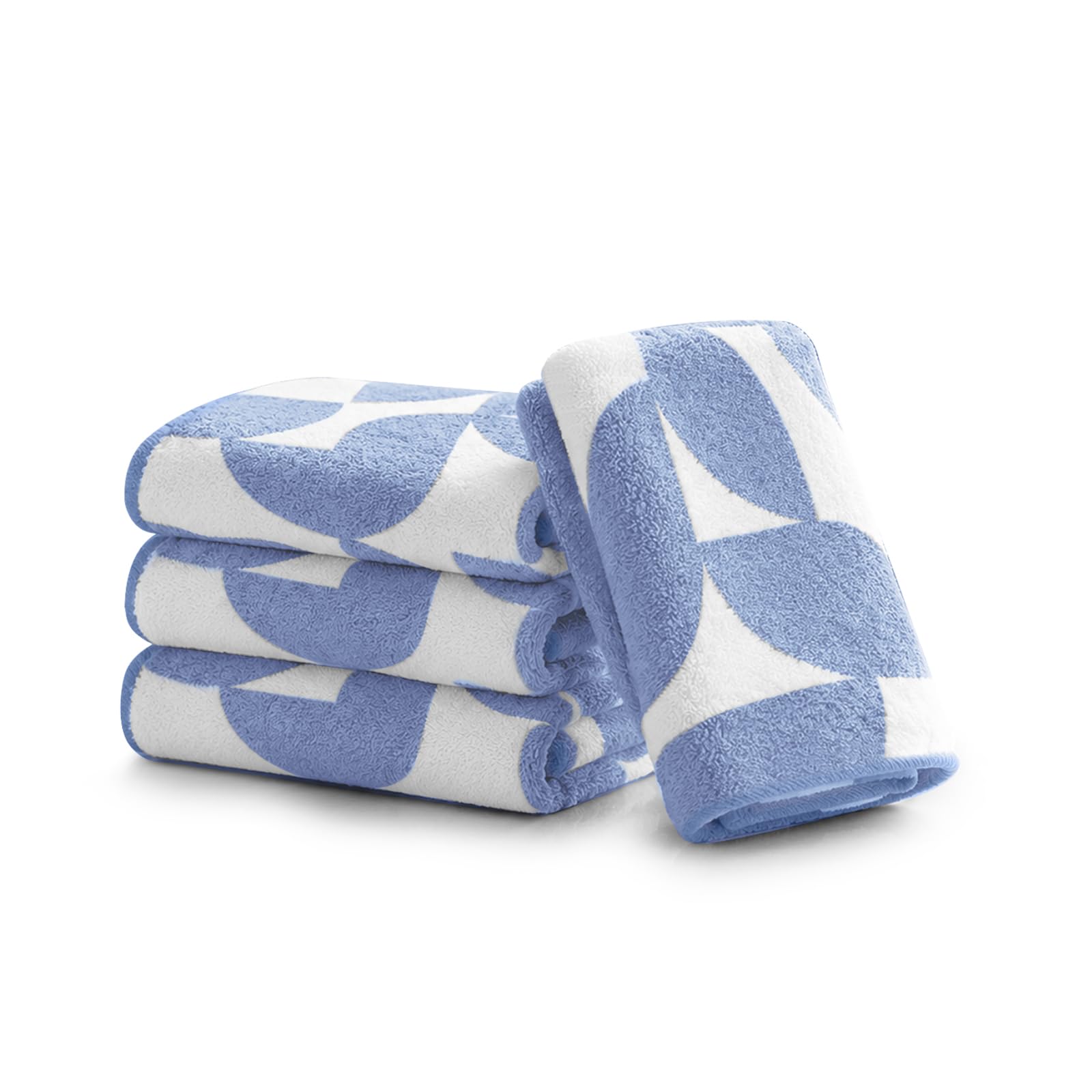 HOUSSE Dual Tone Microfiber Face Towel 2-in-1 Dual-Sided Reversible Solid Design for Men & Women, 30 x 30 cm, 480 GSM, Super Soft, Quick Dry, Highly Absorbent, Baby Blue, Set of 4-image-46