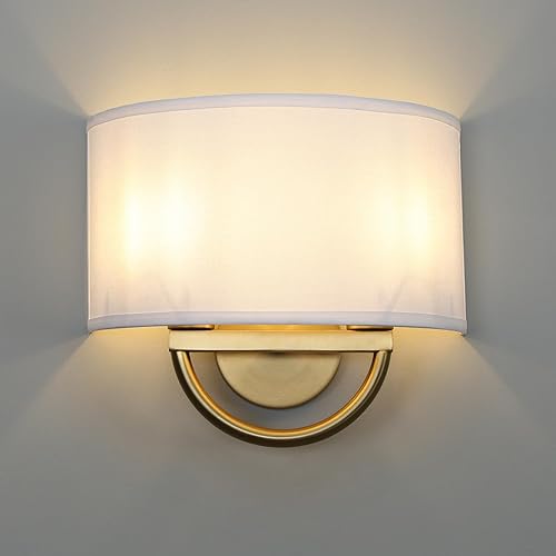 Yosoan Aplique de pared para interiores de noche, lámpara de pared industrial vintage de doble cabeza, lámpara de semicĂrculo blanco, pantalla para Yosoan Aplique de pared para interiores de noche, lámpara de pared industrial vintage de doble cabeza, lámpara de semicĂrculo blanco, pantalla para