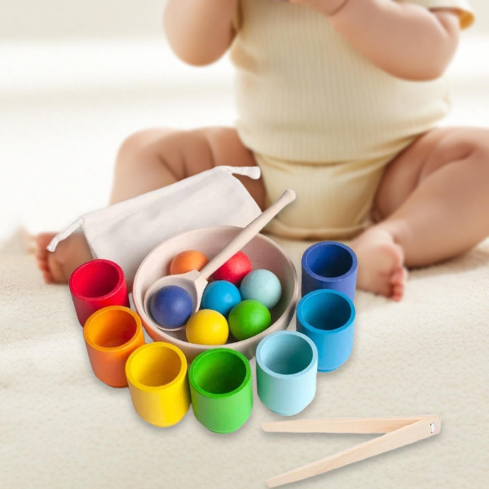 Regenbogenbälle in Bechern mit Bechern Und Bällen, Farblich Passendes Spielzeug für Kinder