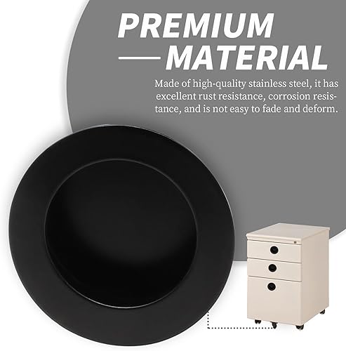 Miniatura 8 de Biaungdo 2 tiradores redondos ocultos para puerta, de acero inoxidable, empotrados, para puerta corrediza, para puerta de granero, tiradores de