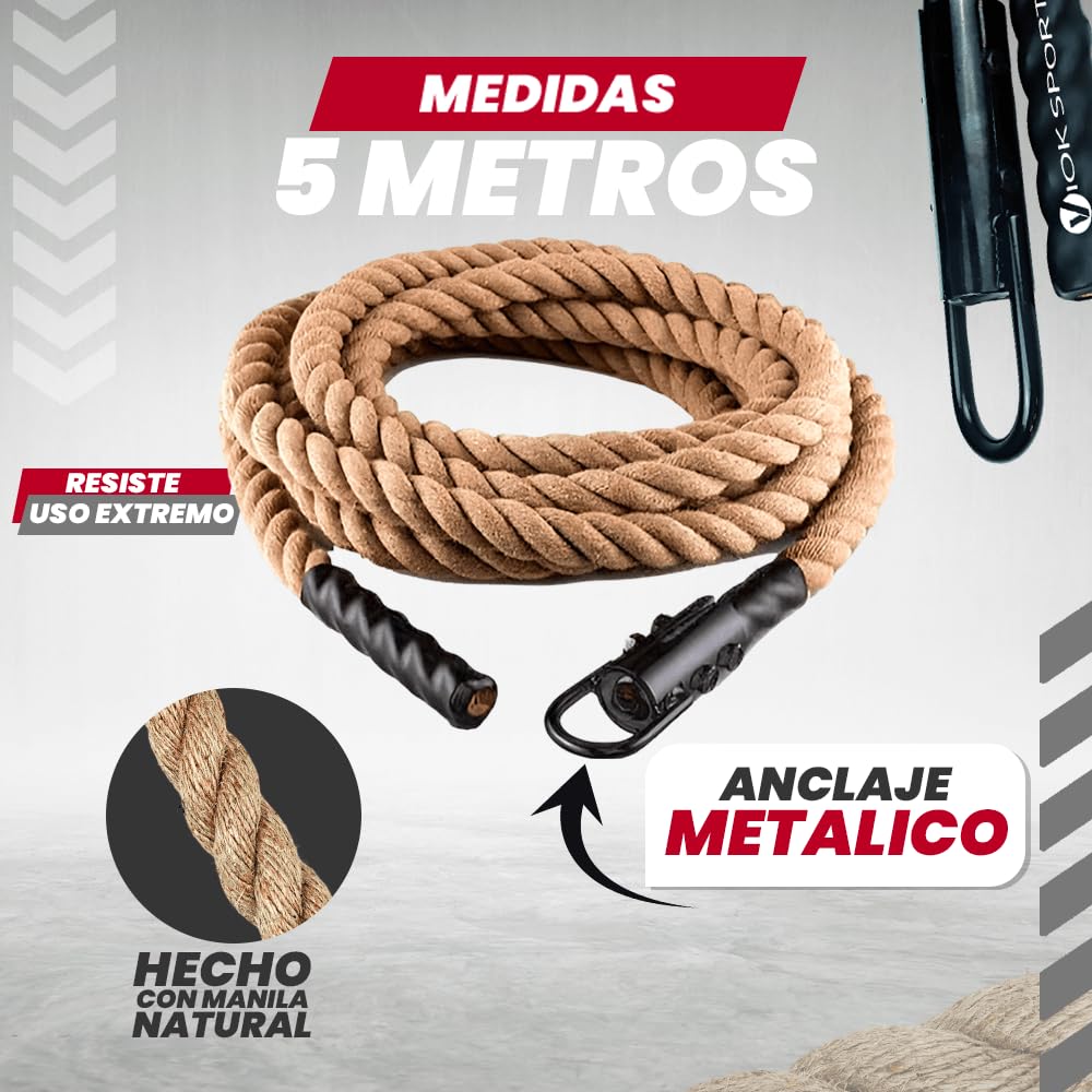 Cuerda de Trepar 5 m Viok Sport para Cross Training, Crossfit y Entrenamiento Funcional