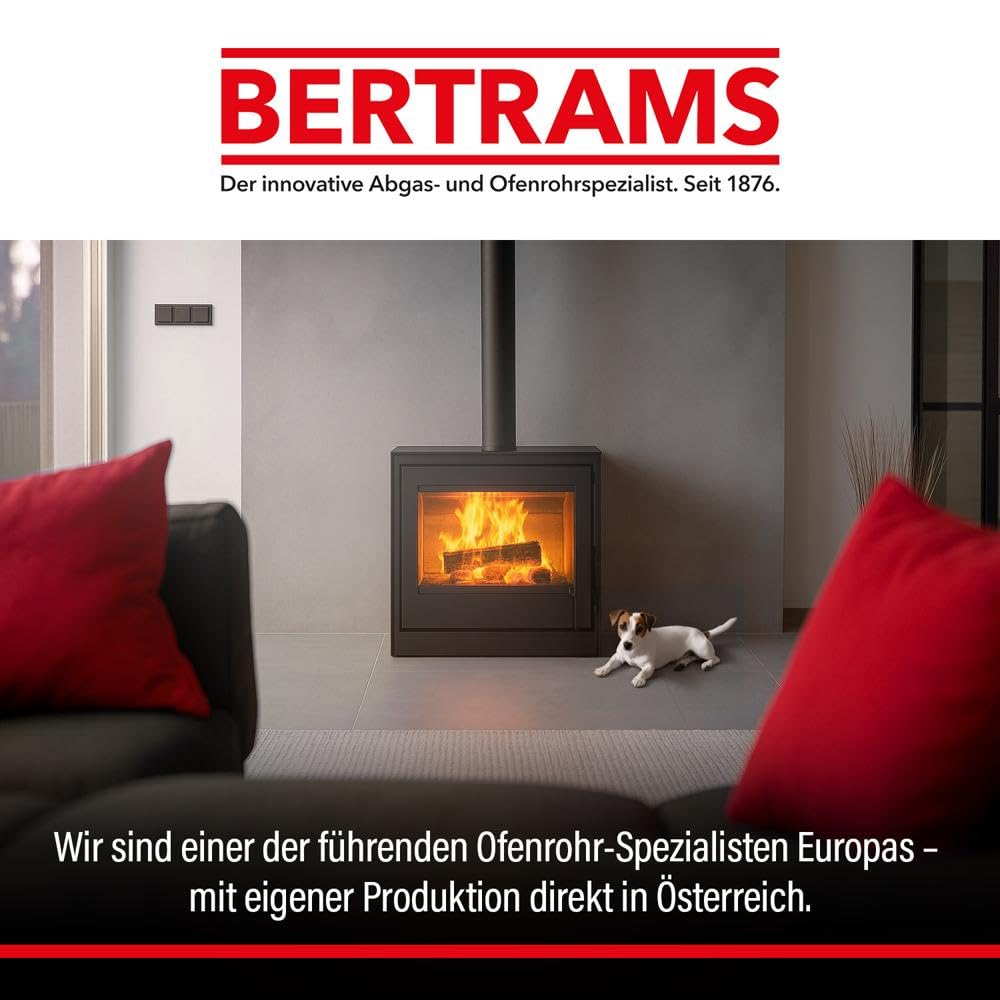 BERTRAMS Ofenrohr 120mm Ø 100 cm Gussgrau I Stahlrohr mit 95cm Einbaulänge