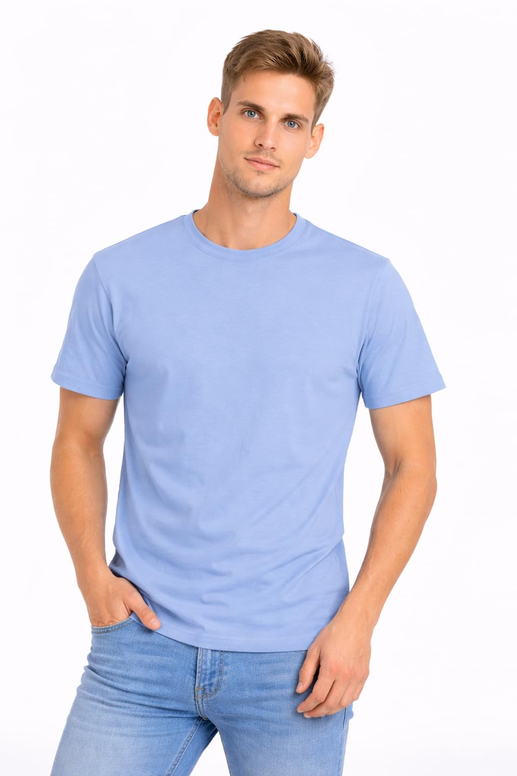 Aurelia Men's Premium Solid Cotton T Shirt | Round Neck T Shirt | Bio-wash for Premium Color | Double Stitched in neutral