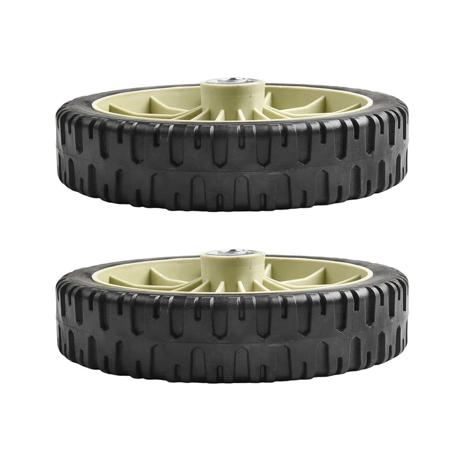Rueda universal para cortacesped, 8 pulgadas goma, para HRJ216, 1 par | tamano 203 mm, grosor 43 mm, ruedas delanteras traseras negras