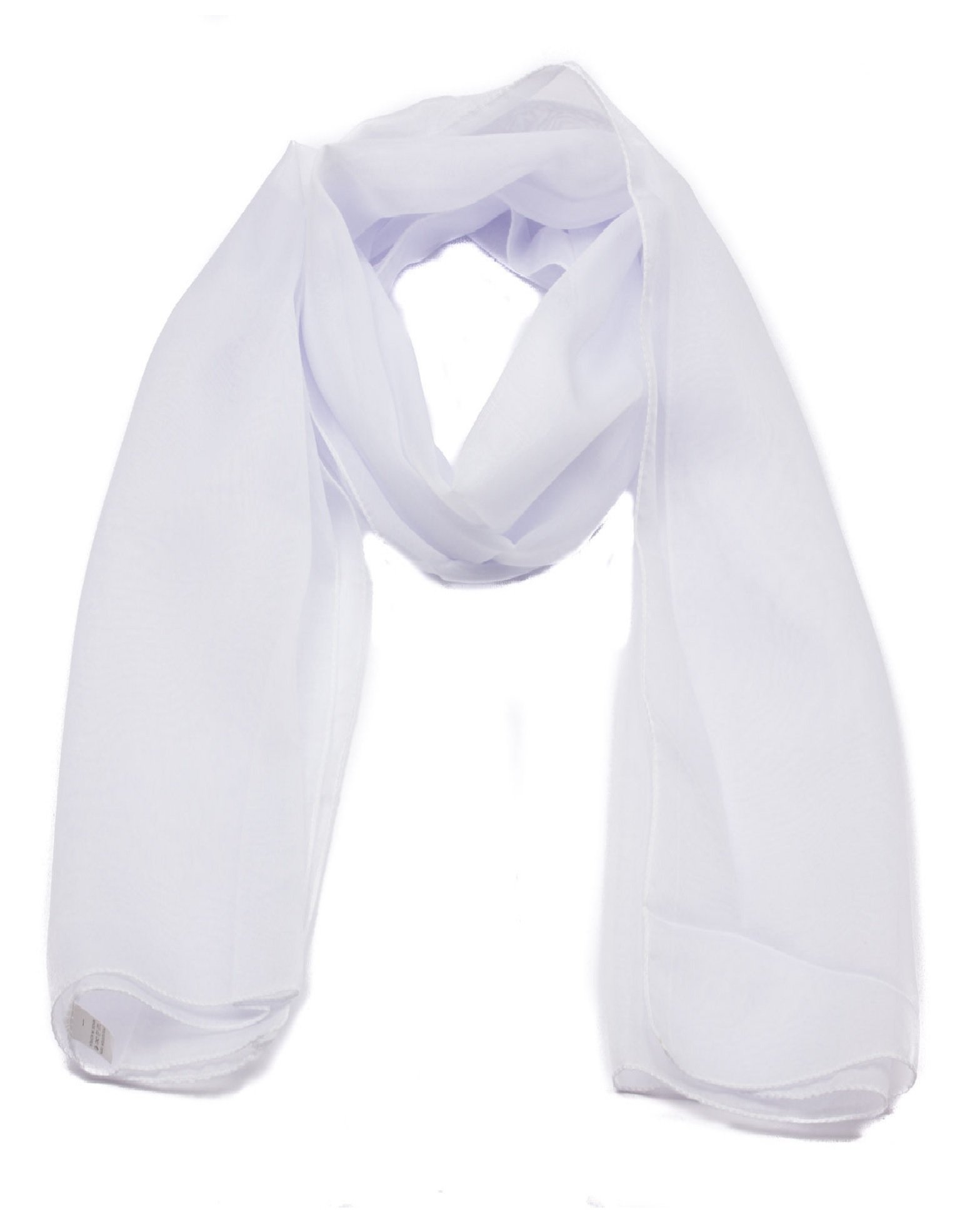 Mytoptrendz Women's White Mytoptrendz® - Classy Elegant Plain Chiffon Scarf For Soft Silk Feel Lightweight Sheer Neck Wrap Shawl Scarves For Wedding And Evening Dress (White)