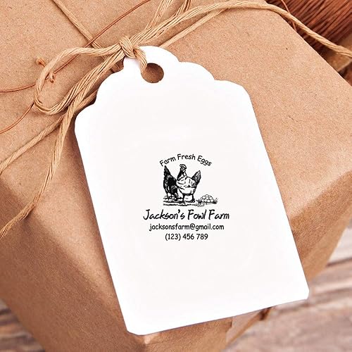 Miniatura 3 de Hen Stamp Farm Fresh Eggs Design Business Stamper Ronda Personalizada Sellos de goma autoentintados