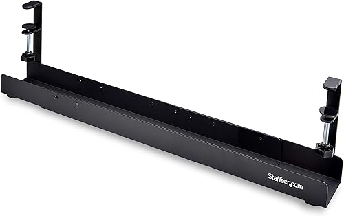 Miniatura 7 de StarTech.com Bandeja de gestión de cables debajo del escritorio, longitud ajustable, instalación con abrazadera, no requiere perforación, negro