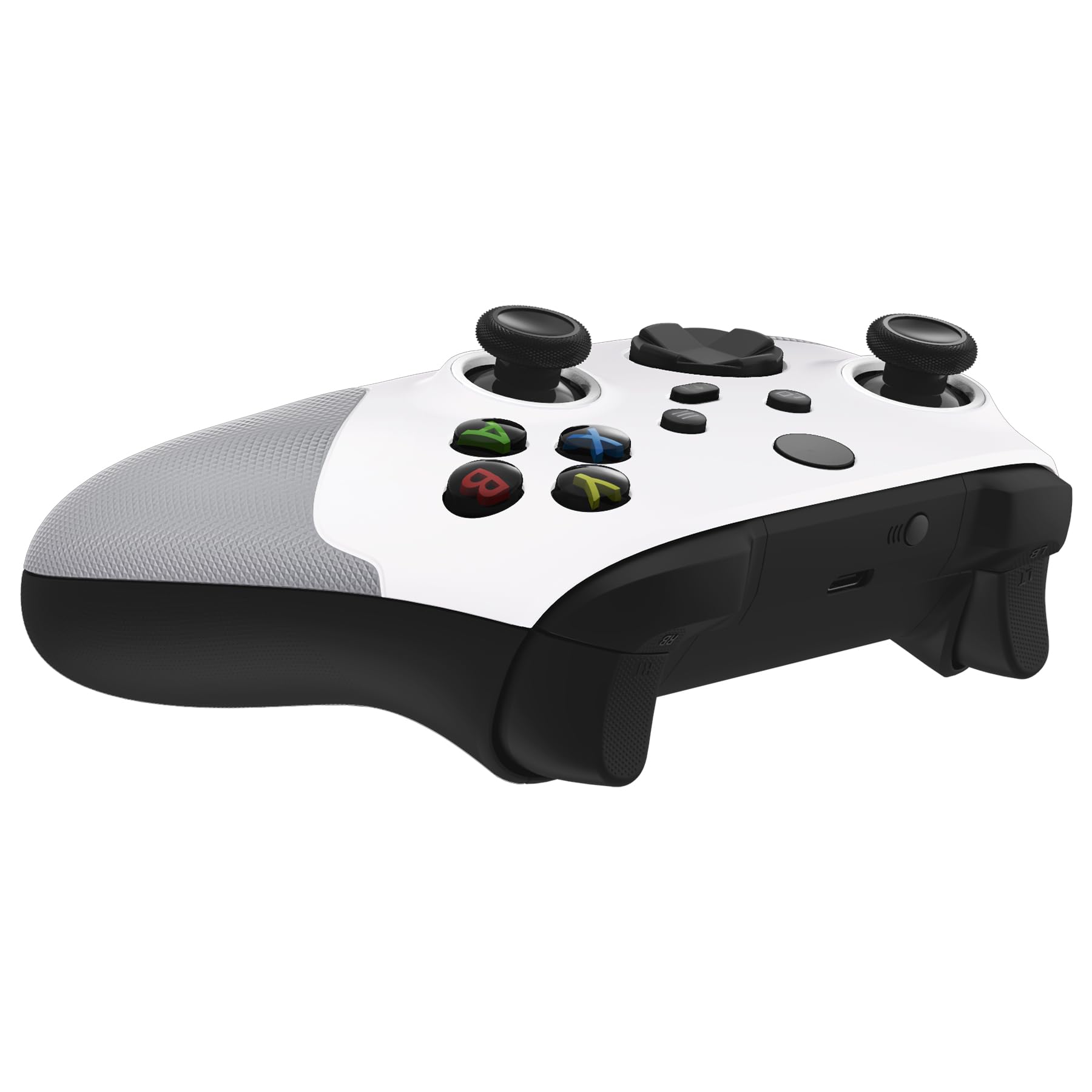 eXtremeRate Cover Grip Gommato per Xbox Series X S Controller,Custodia Scocca Copertura Frontale Shell Ricambio per Xbox Series X S Joystick Model 1914 con Anelli,ASR Versione-Bianco&Grigio