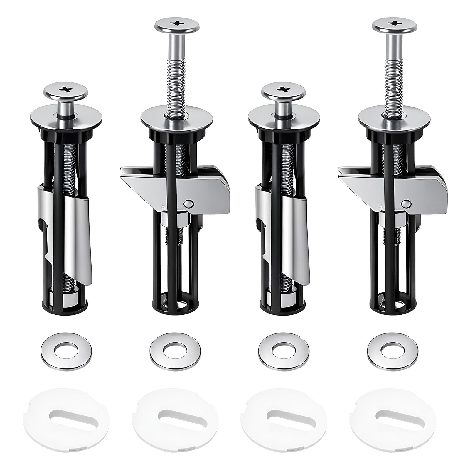 Toilet Seat Bolts 4Pcs Toilet Seat Fastener Bolt Kit, Extra Long Expansion Screws and Nuts, Heavy-Duty Universal Fixing Hardware for Lid Hinge Replacement, Sanitary Ware Accessories