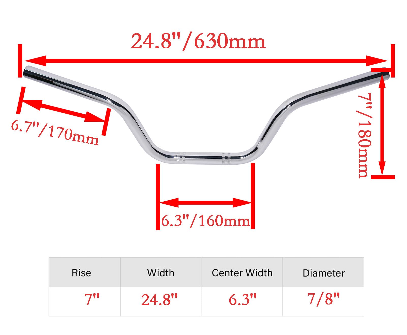 Amazon.com: JMCHstore Chrome 7/8'' Mini Bike Handlebars for