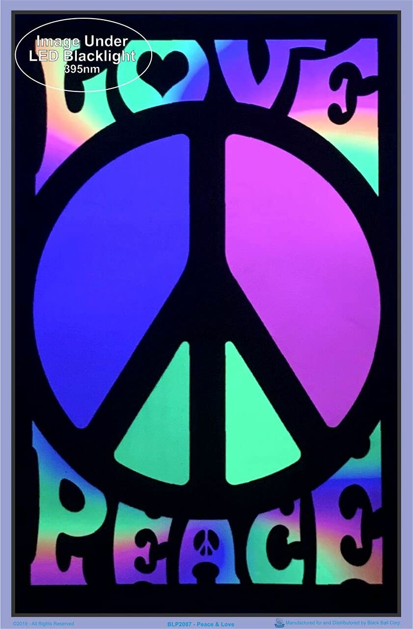 psychedelic　LOVE &peace ブラックライトポスター　USA Amazon.com: Scorpio Posters Peace & Love Blacklight Poster