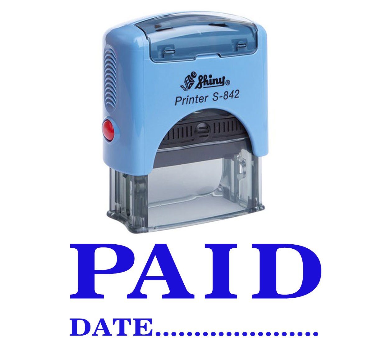 Printtoo Blue Ink Paid With Date Self Inking Rubber Stamp Office Stationery Custom Shiny Stamp