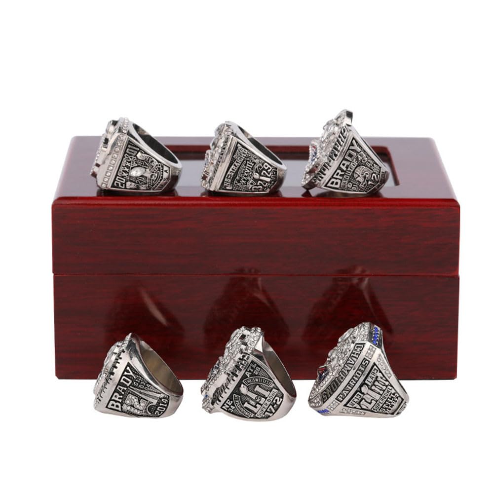 Anillo de Campeonato de los Patriots con Juego de trofeos de fantasía FFL New England Souvenirs coleccionables Regalos de Rugby para Hombres, Mujeres y papá