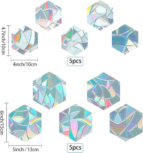 Miniatura 2 de GORGECRAFT Adhesivos de cristal de arco iris estático para ventana, adhesivos de alerta anticolisión 3D, vinilo prismático no adhesivo para evitar