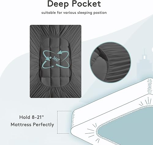 Miniatura 4 de Cubrecolchón tamaño matrimonial, extra grueso, para dolor de espalda, protector de colchón refrescante con bolsillo de 8 a 21 pulgadas de
