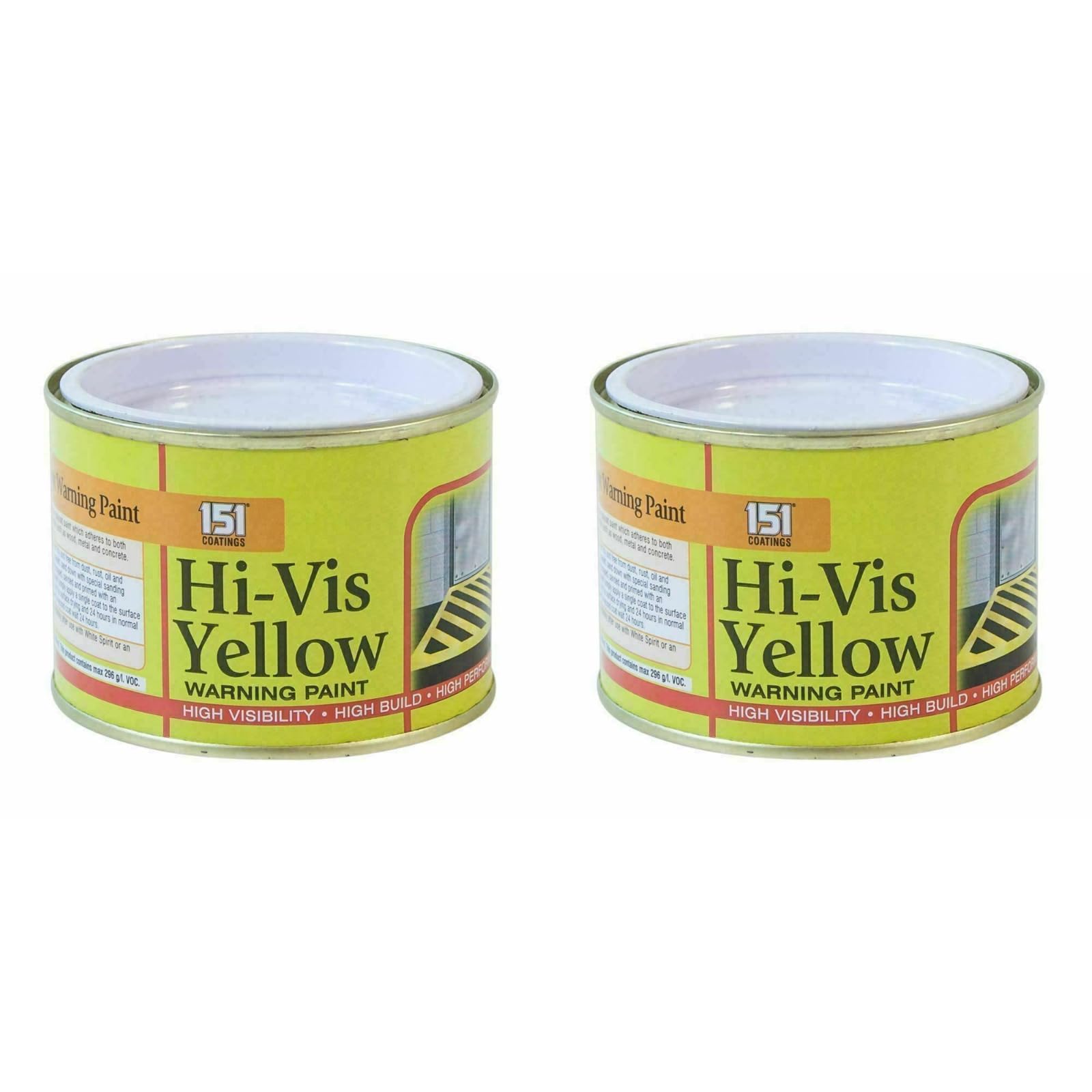 PNJB, 151 Coatings Paint Primer Metallic Gloss Matt 180ml, Non-drip Gloss Paints, Hard Drying, Hard Built, And High Performance (HI-VIS Yellow, Pack of 2)