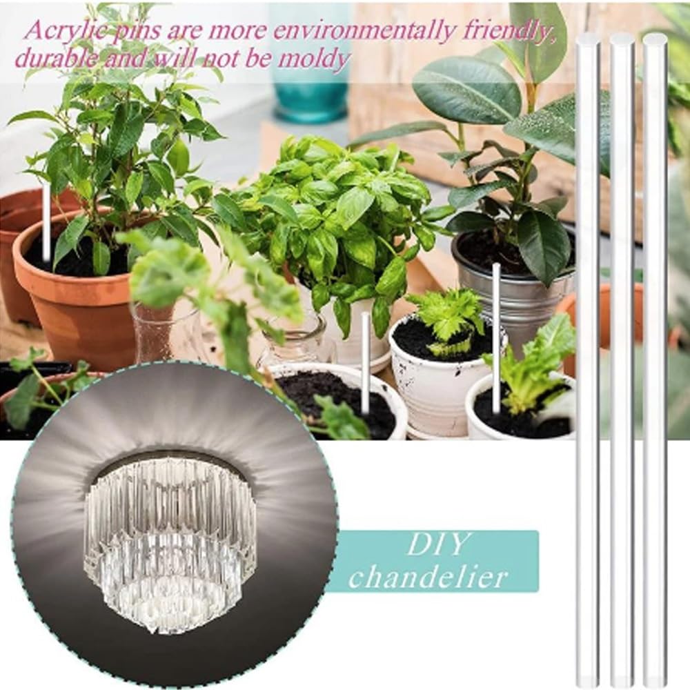 Bâton de bois acrylique, Tiges de cheville en acrylique transparent, diamètre 6mm-30mm longueur 200mm, barre ronde solide en acrylique, matériau de modèle de bricolage, bâton rond en acrylique 10 pièc