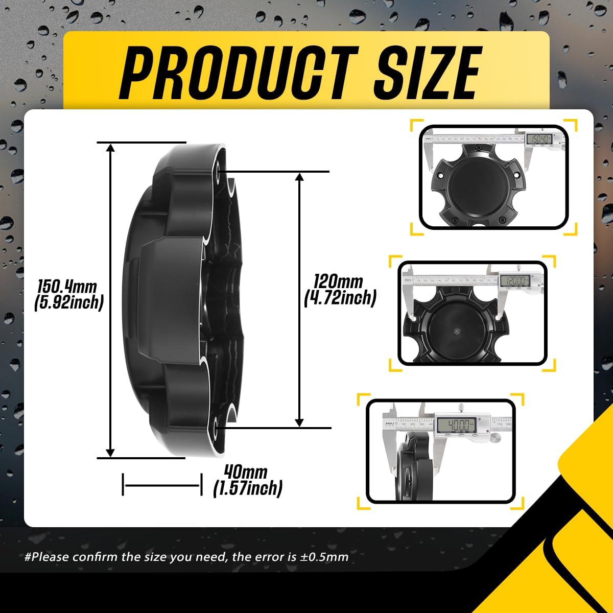 1Pc Wheel Center Caps for 2007-2019 Tundra Wheel Rim 150.4mm(5.92in) Matte Black Hub Cap, Replacement 881C20 89-9598B S1311-09 Wheel Cover