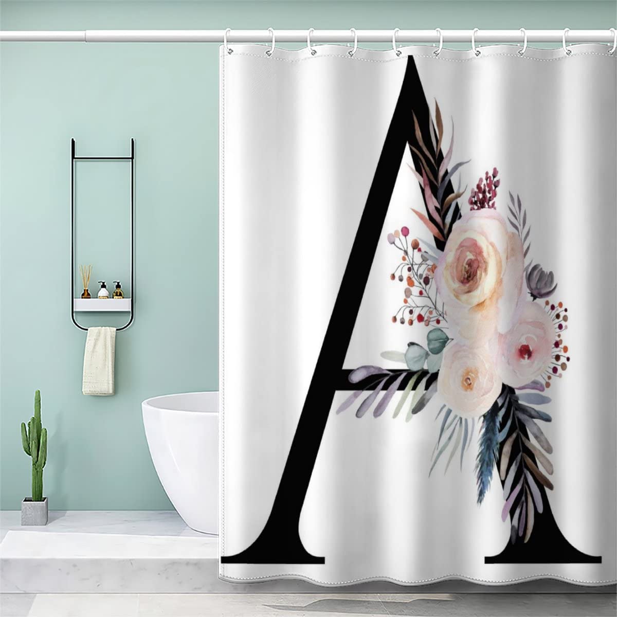 Tenda Da Doccia Floreale 3D In Poliestere, 180x180 Cm, Morbida E Impermeabile, Con 12 Ganci E Corda, Motivo Retrò Moderno