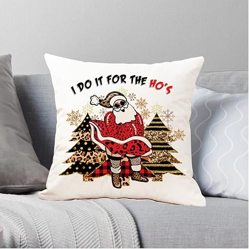 Miniatura 5 de Funny Santa I Do It For The Ho's - Funda de almohada roja de Papá Noel, decoración del hogar, decoración de Halloween, funda de almohada decorativa
