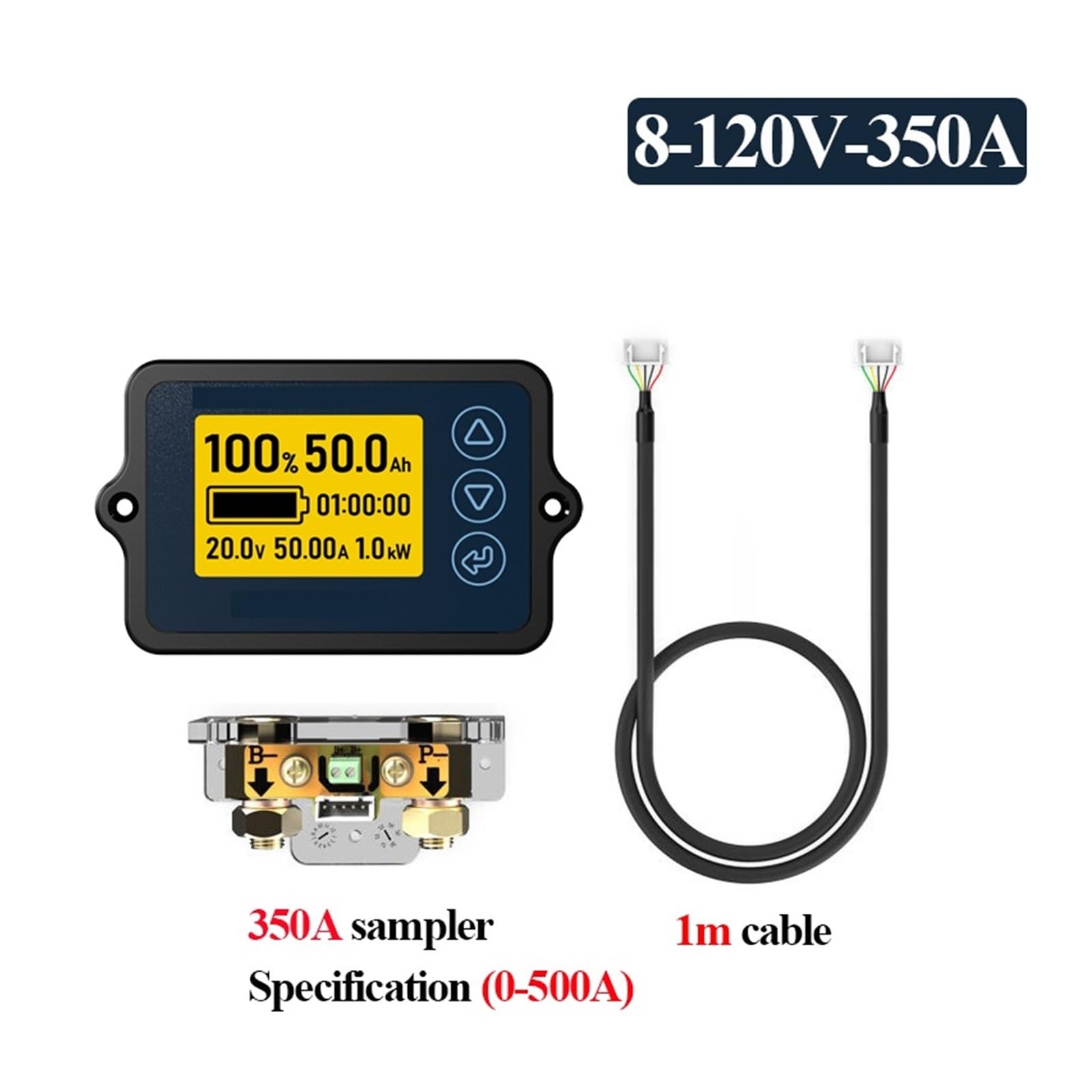 Tester Baterii Miernik kulombów 8-120V 50A/100A/350A precyzyjny Tester pojemności akumulatora do e-bike/balans samochodowy/maszyna do czyszczenia(350A(0-500A))