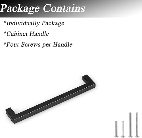 Miniatura 4 de Probrico - Tiradores cuadrados de acero inoxidable para puerta de armario o cajón, color negro, 0.5pulgadas de ancho