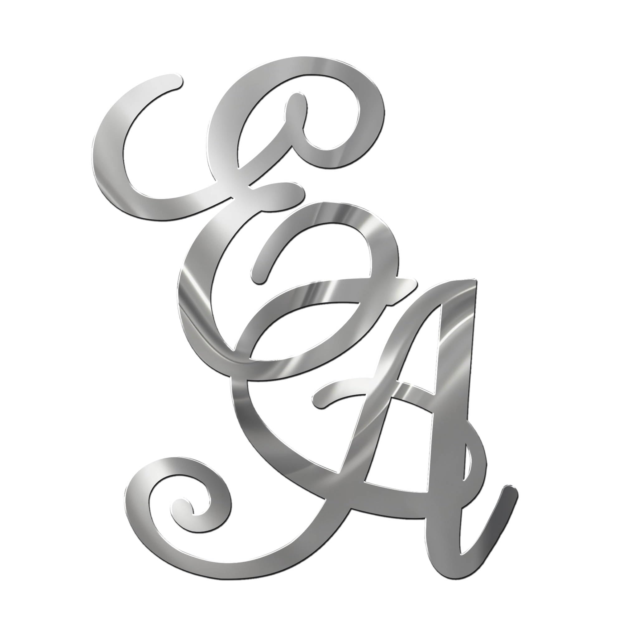 World of Sparkles | Personalized Initials Wedding Celebration Cake Charm Acrylic 3mm Thick and Classy - 3" 4" 5" 6" (Silver Mirror) 6inch